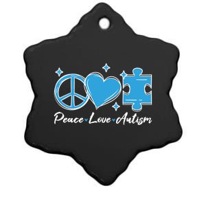 Peace Love Autism Gift Autism Awareness Quote Proud Autistic Gift Ceramic Star Ornament