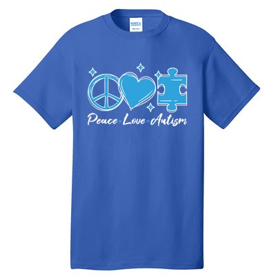 Peace Love Autism Gift Autism Awareness Quote Proud Autistic Gift Tall T-Shirt