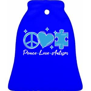 Peace Love Autism Gift Autism Awareness Quote Proud Autistic Gift Ceramic Bell Ornament