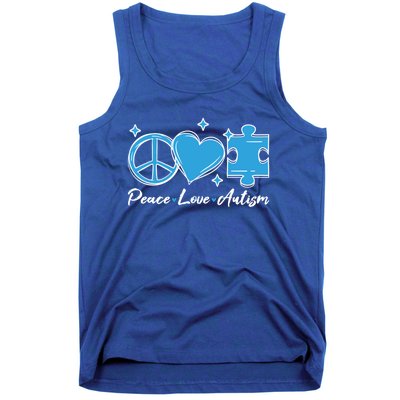 Peace Love Autism Gift Autism Awareness Quote Proud Autistic Gift Tank Top