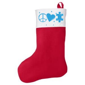 Peace Love Autism Gift Autism Awareness Quote Proud Autistic Gift Felt Holiday Christmas Stocking