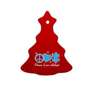 Peace Love Autism Gift Autism Awareness Quote Proud Autistic Gift Ceramic Tree Ornament