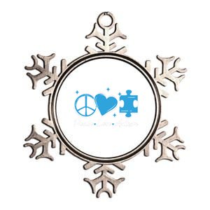 Peace Love Autism Gift Autism Awareness Quote Proud Autistic Gift Metallic Star Ornament