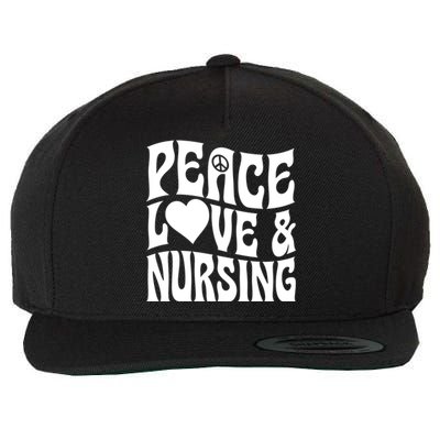 Peace Love And Nursing Heart Psychedelic Hippie Peace Symbol Great Gift Wool Snapback Cap