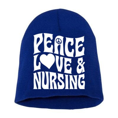 Peace Love And Nursing Heart Psychedelic Hippie Peace Symbol Great Gift Short Acrylic Beanie