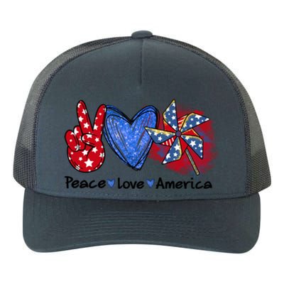 Peace Love America Gift Yupoong Adult 5-Panel Trucker Hat