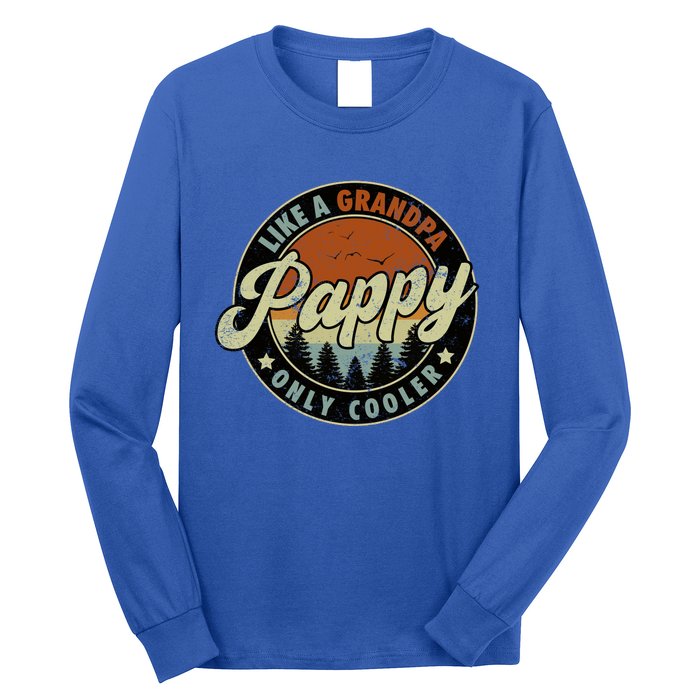 Pappy Like A Grandpa Only Cooler Vintage Retro Fathers Day Long Sleeve Shirt