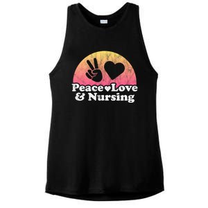 Peace Love And Nursing Nurse Gift Ladies PosiCharge Tri-Blend Wicking Tank