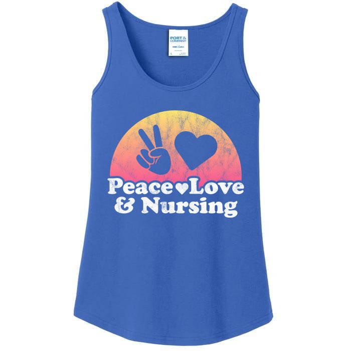 Peace Love And Nursing Nurse Gift Ladies Essential Tank