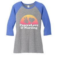 Peace Love And Nursing Nurse Gift Women's Tri-Blend 3/4-Sleeve Raglan Shirt