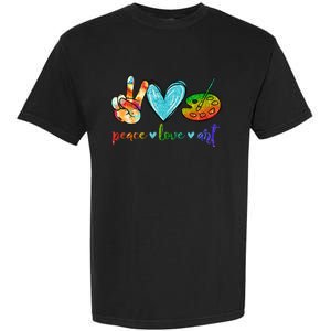 Peace Love Art Painting Palette Cute Art Teacher Gifts Garment-Dyed Heavyweight T-Shirt