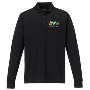 Peace Love Art Painting Palette Cute Art Teacher Gifts Performance Long Sleeve Polo