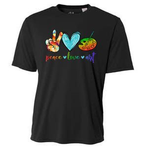 Peace Love Art Painting Palette Cute Art Teacher Gifts Cooling Performance Crew T-Shirt