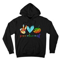 Peace Love Art Painting Palette Cute Art Teacher Gifts Hoodie