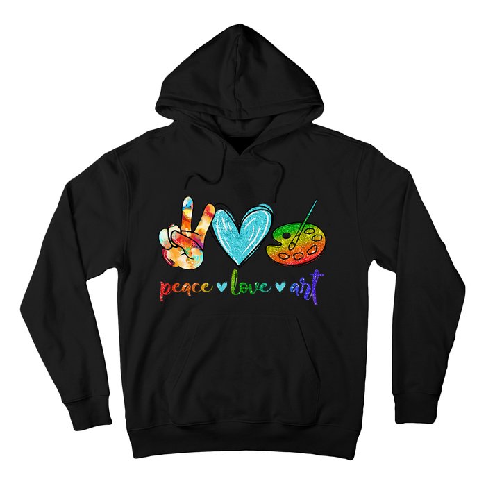 Peace Love Art Painting Palette Cute Art Teacher Gifts Hoodie