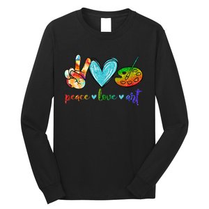 Peace Love Art Painting Palette Cute Art Teacher Gifts Long Sleeve Shirt