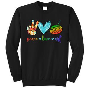 Peace Love Art Painting Palette Cute Art Teacher Gifts Sweatshirt