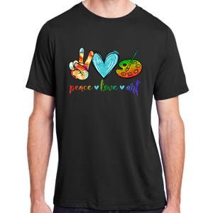 Peace Love Art Painting Palette Cute Art Teacher Gifts Adult ChromaSoft Performance T-Shirt