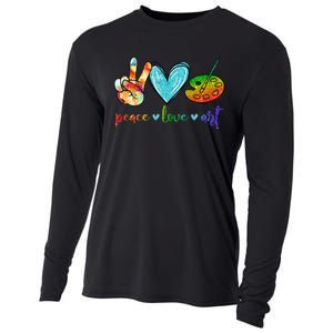 Peace Love Art Painting Palette Cute Art Teacher Gifts Cooling Performance Long Sleeve Crew