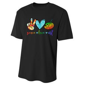 Peace Love Art Painting Palette Cute Art Teacher Gifts Performance Sprint T-Shirt