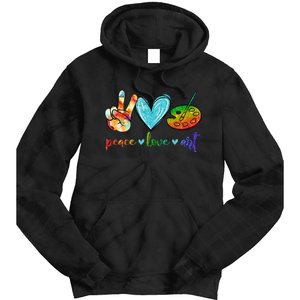 Peace Love Art Painting Palette Cute Art Teacher Gifts Tie Dye Hoodie