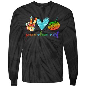 Peace Love Art Painting Palette Cute Art Teacher Gifts Tie-Dye Long Sleeve Shirt