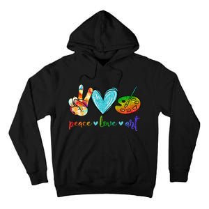 Peace Love Art Painting Palette Cute Art Teacher Gifts Tall Hoodie