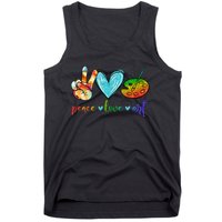 Peace Love Art Painting Palette Cute Art Teacher Gifts Tank Top