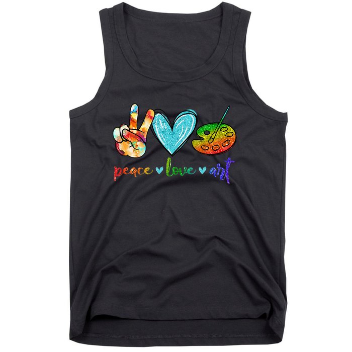 Peace Love Art Painting Palette Cute Art Teacher Gifts Tank Top