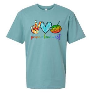 Peace Love Art Painting Palette Cute Art Teacher Gifts Sueded Cloud Jersey T-Shirt