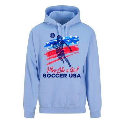 Play Like A Girl USA Soccer Team USA Womens Football Unisex Surf Hoodie