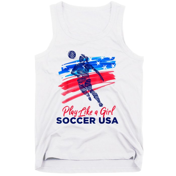 Play Like A Girl USA Soccer Team USA Womens Football Tank Top