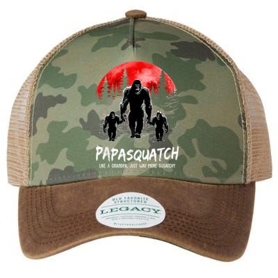 Papasquatch Like A Grandpa Just Way More Squatchy Funny Papa Legacy Tie Dye Trucker Hat