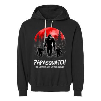 Papasquatch Like A Grandpa Just Way More Squatchy Funny Papa Garment-Dyed Fleece Hoodie