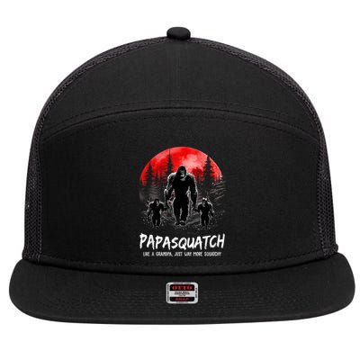 Papasquatch Like A Grandpa Just Way More Squatchy Funny Papa 7 Panel Mesh Trucker Snapback Hat