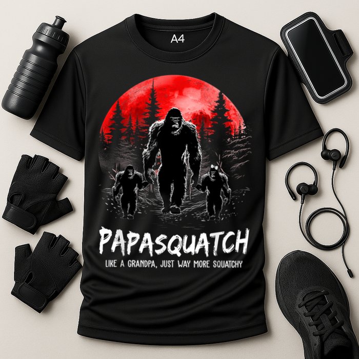 Papasquatch Like A Grandpa Just Way More Squatchy Funny Papa Performance Shirt
