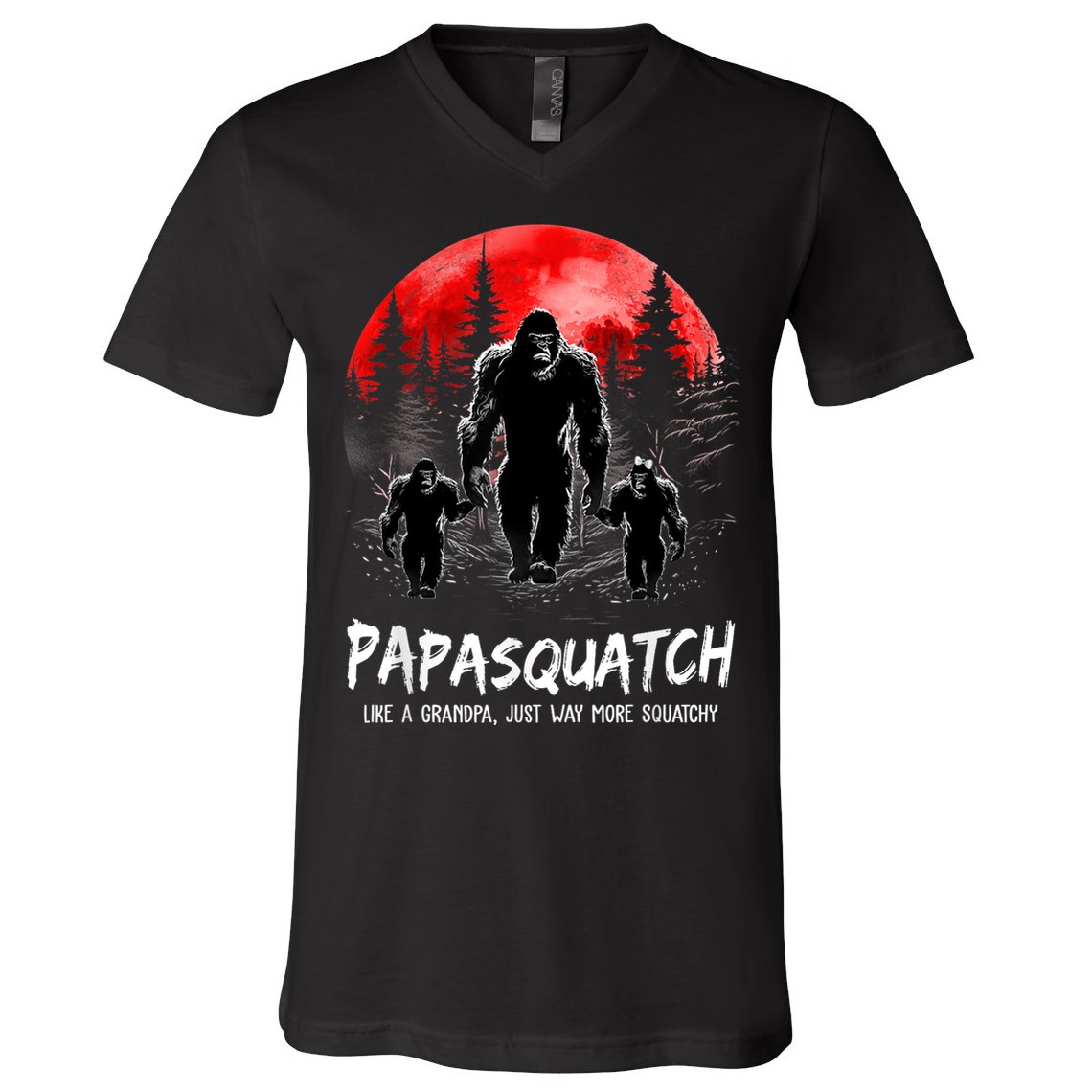 Papasquatch Like A Grandpa Just Way More Squatchy Funny Papa V-Neck T-Shirt