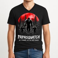 Papasquatch Like A Grandpa Just Way More Squatchy Funny Papa V-Neck T-Shirt
