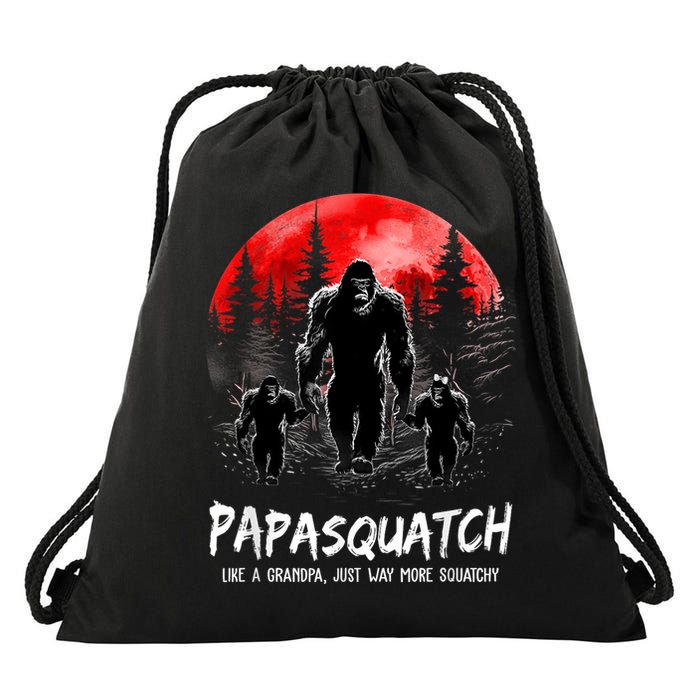 Papasquatch Like A Grandpa Just Way More Squatchy Funny Papa Drawstring Bag