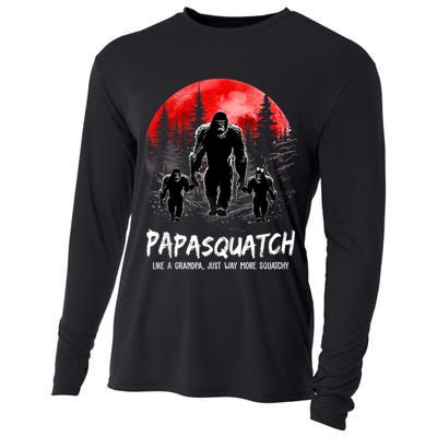 Papasquatch Like A Grandpa Just Way More Squatchy Funny Papa Cooling Performance Long Sleeve Crew