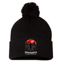 Papasquatch Like A Grandpa Just Way More Squatchy Funny Papa Pom Pom 12in Knit Beanie