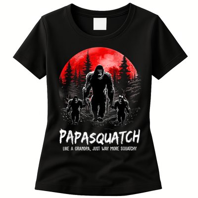 Papasquatch Like A Grandpa Just Way More Squatchy Funny Papa Womens T-Shirt