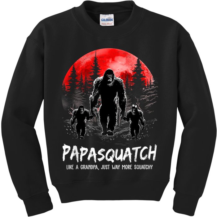 Papasquatch Like A Grandpa Just Way More Squatchy Funny Papa Kids Sweatshirt