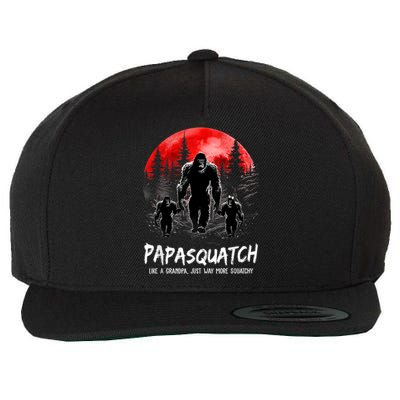 Papasquatch Like A Grandpa Just Way More Squatchy Funny Papa Wool Snapback Cap