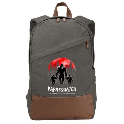 Papasquatch Like A Grandpa Just Way More Squatchy Funny Papa Cotton Canvas Backpack