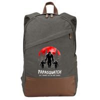 Papasquatch Like A Grandpa Just Way More Squatchy Funny Papa Cotton Canvas Backpack