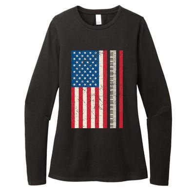 Piano Lover American Flag Patriotic Players Pianist Gift Womens CVC Long Sleeve Shirt