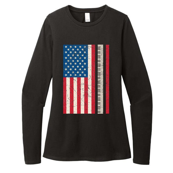 Piano Lover American Flag Patriotic Players Pianist Gift Womens CVC Long Sleeve Shirt