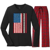 Piano Lover American Flag Patriotic Players Pianist Gift Women's Long Sleeve Flannel Pajama Set 