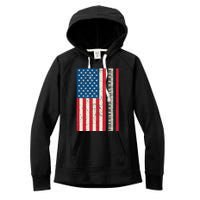 Piano Lover American Flag Patriotic Players Pianist Gift Women's Fleece Hoodie